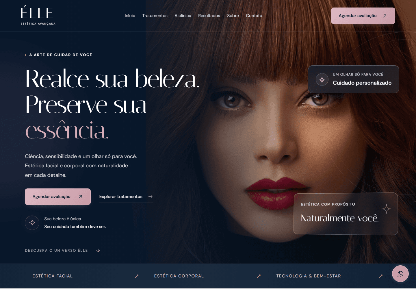 Página inicial do website ÉLLE Estética Avançada